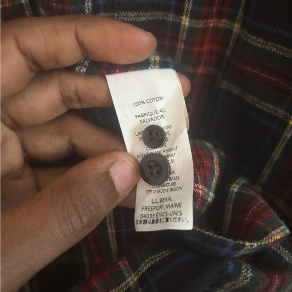 L.L Bean Women Button Down 3X Flannel Shirt Black Dark Navy Scotch Plaid Tartan - Picture 4 of 4